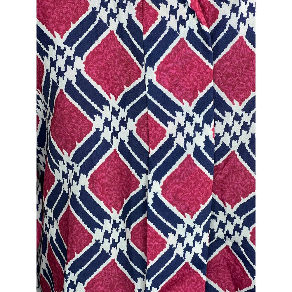 Blouse button down hidden button front pink blue - image 2